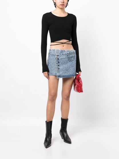 Low-Rise Acid-Washed Skirt