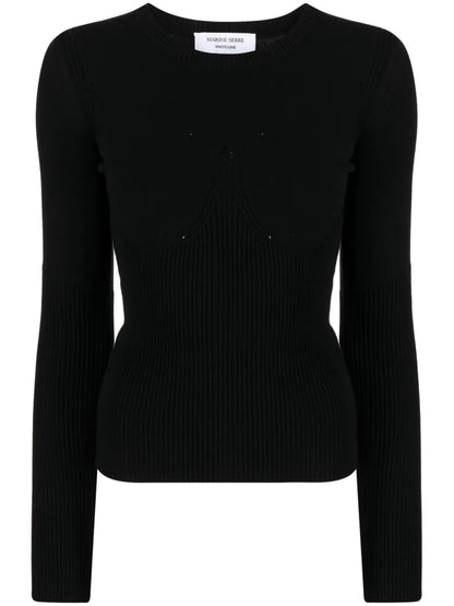 Ribbed-Knit Long-Sleeved Top