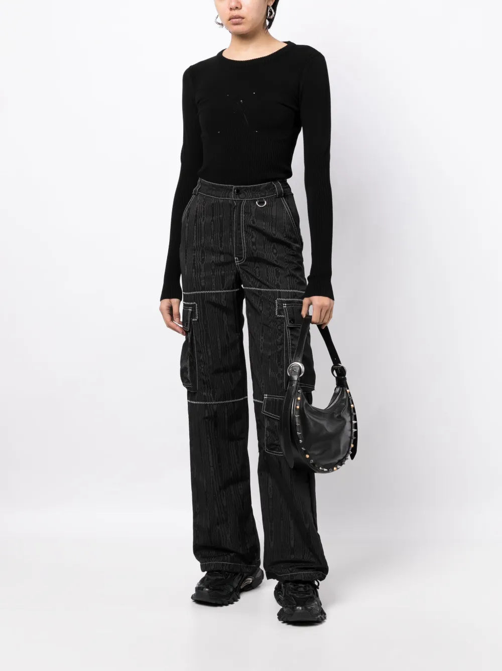 Ribbed-Knit Long-Sleeved Top