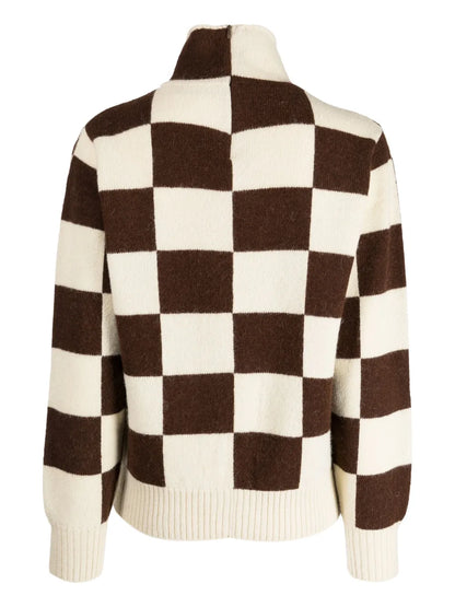 High-Neck Intarsia-Knit Jumper