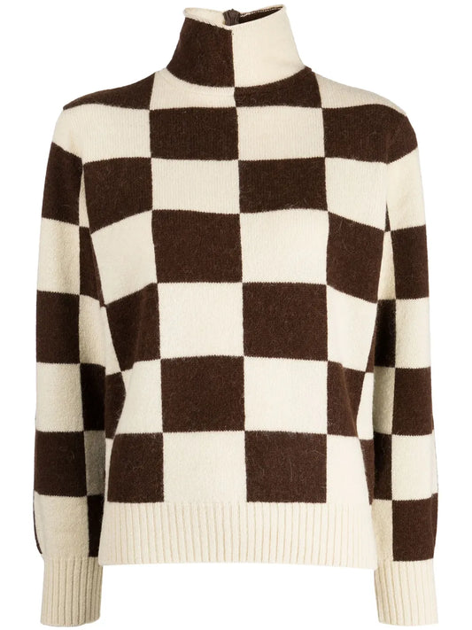 High-Neck Intarsia-Knit Jumper