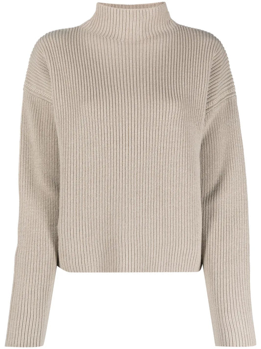 Purl-Knit Mock-Neck Jumper