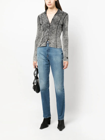 High-Waist Logo-Patch Jeans