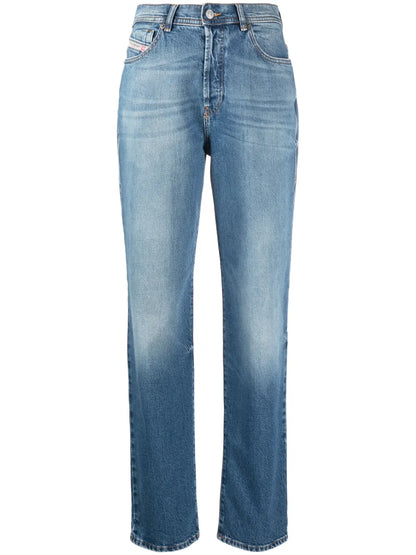 High-Waist Logo-Patch Jeans