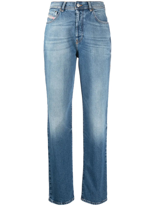 High-Waist Logo-Patch Jeans