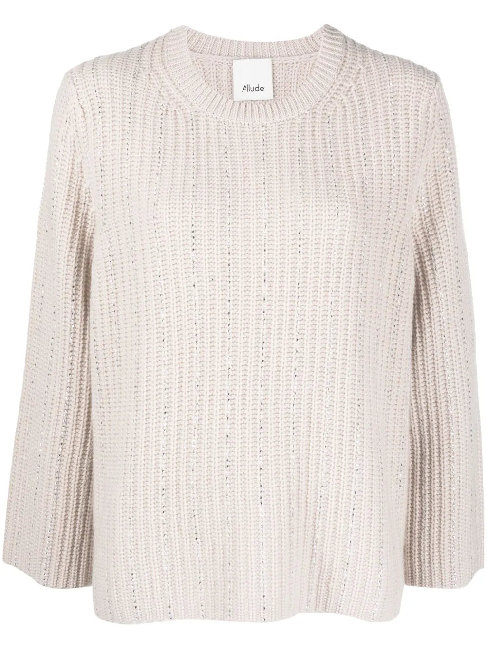 Rhinestone-Stripes Ribbed-Knit Jumper