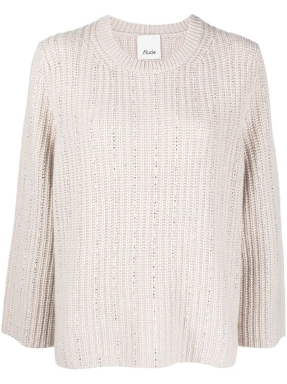 Rhinestone-Stripes Ribbed-Knit Jumper