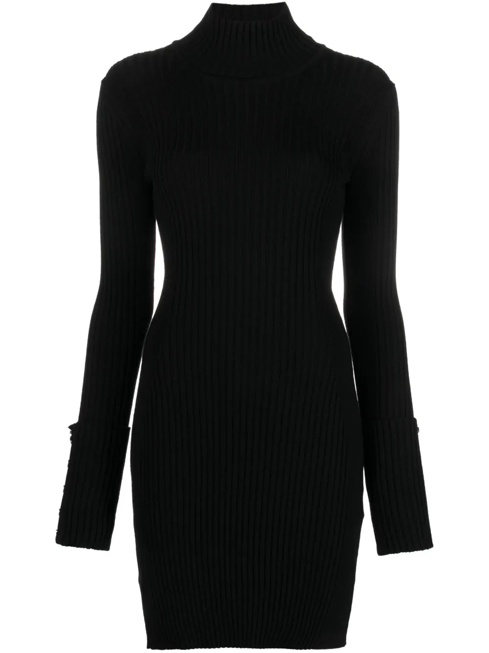High-Neck Ribbed-Knit Minidress