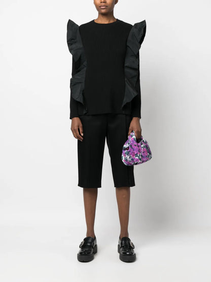 Ruffle-Detail Ribbed-Knit Top