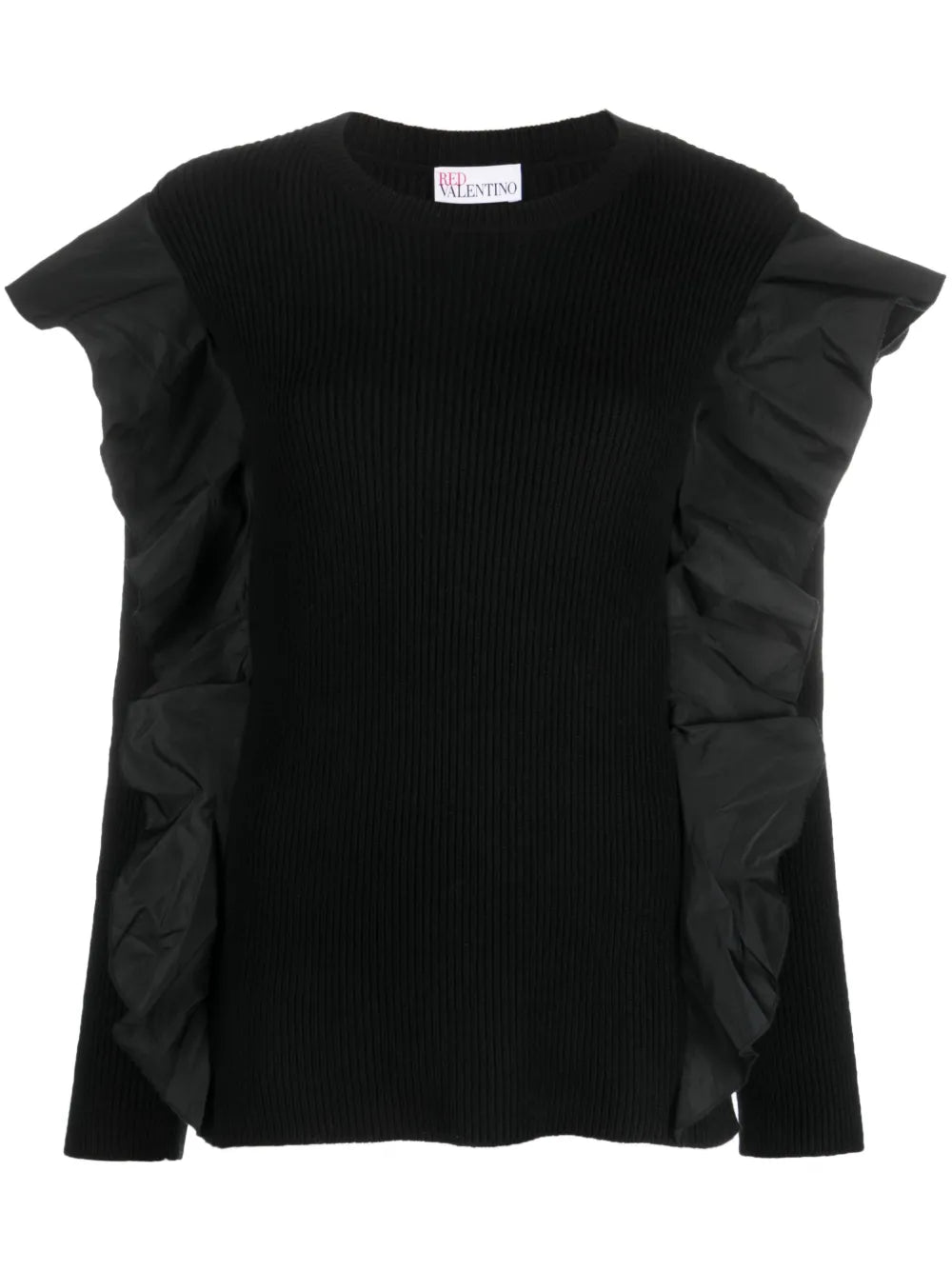 Ruffle-Detail Ribbed-Knit Top