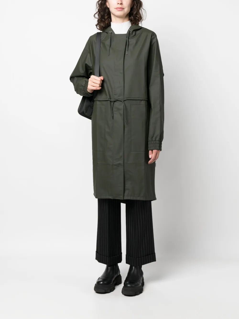 String Hooded Parka Coat