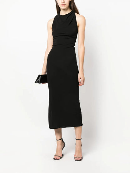 Twisted-Racerback Lightweight Midi Dress
