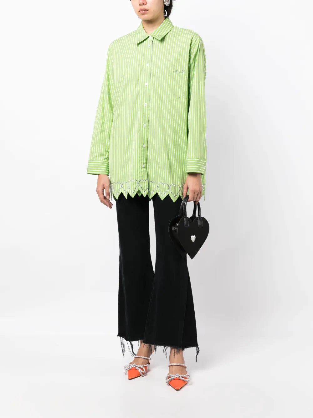 Heart-Motif Striped Shirt