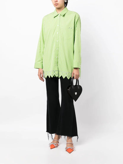 Heart-Motif Striped Shirt