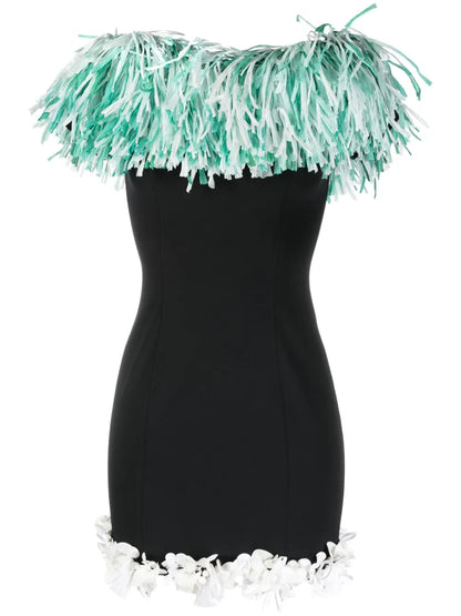 Fringe-Trim Mini Dress