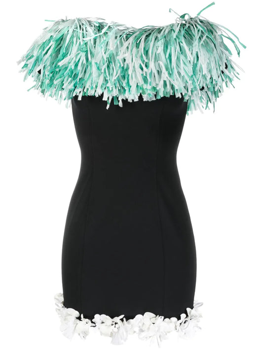 Fringe-Trim Mini Dress
