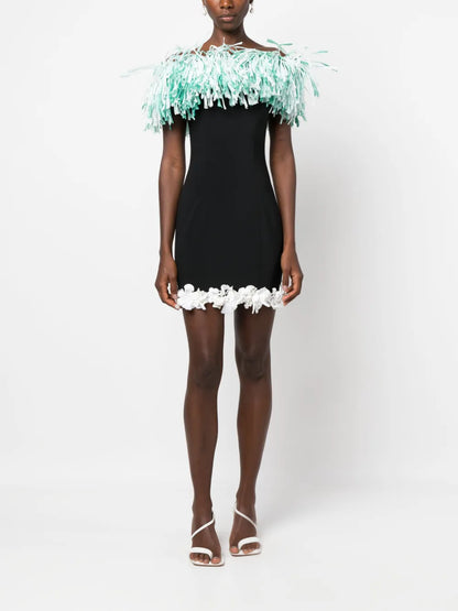 Fringe-Trim Mini Dress