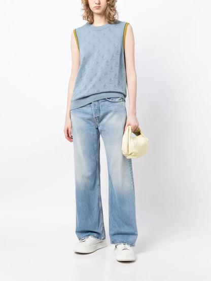 Crew-Neck Sleeveless Knitted Top
