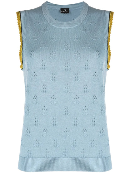 Crew-Neck Sleeveless Knitted Top