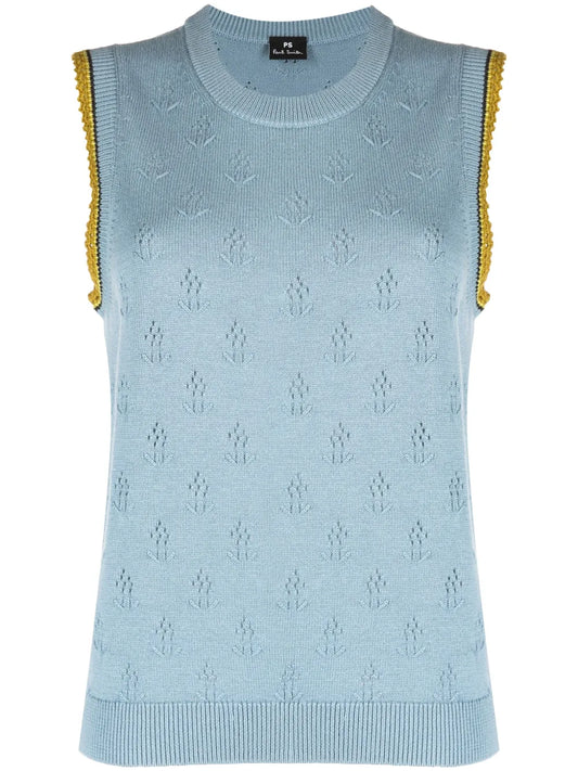 Crew-Neck Sleeveless Knitted Top