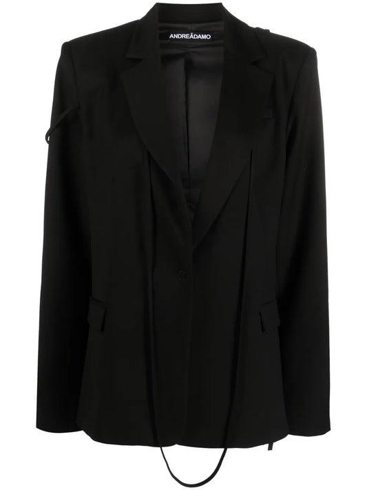 Layered-Detail Notched-Lapels Blazer