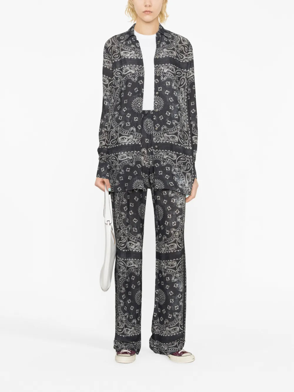 Paisley-Print Wide-Leg Trousers