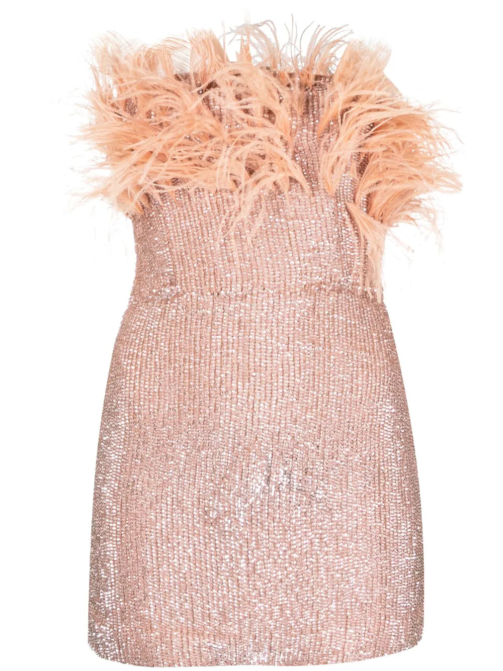 Feather-Detail Mini Dress