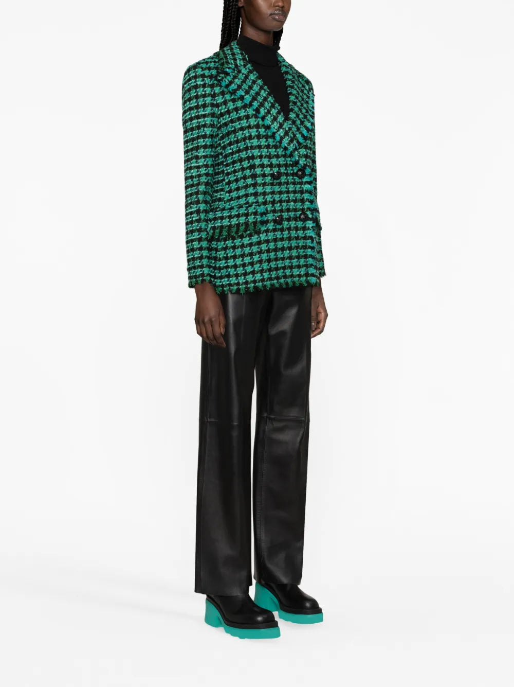 Tweed Houndstooth Double-Breasted Jacket