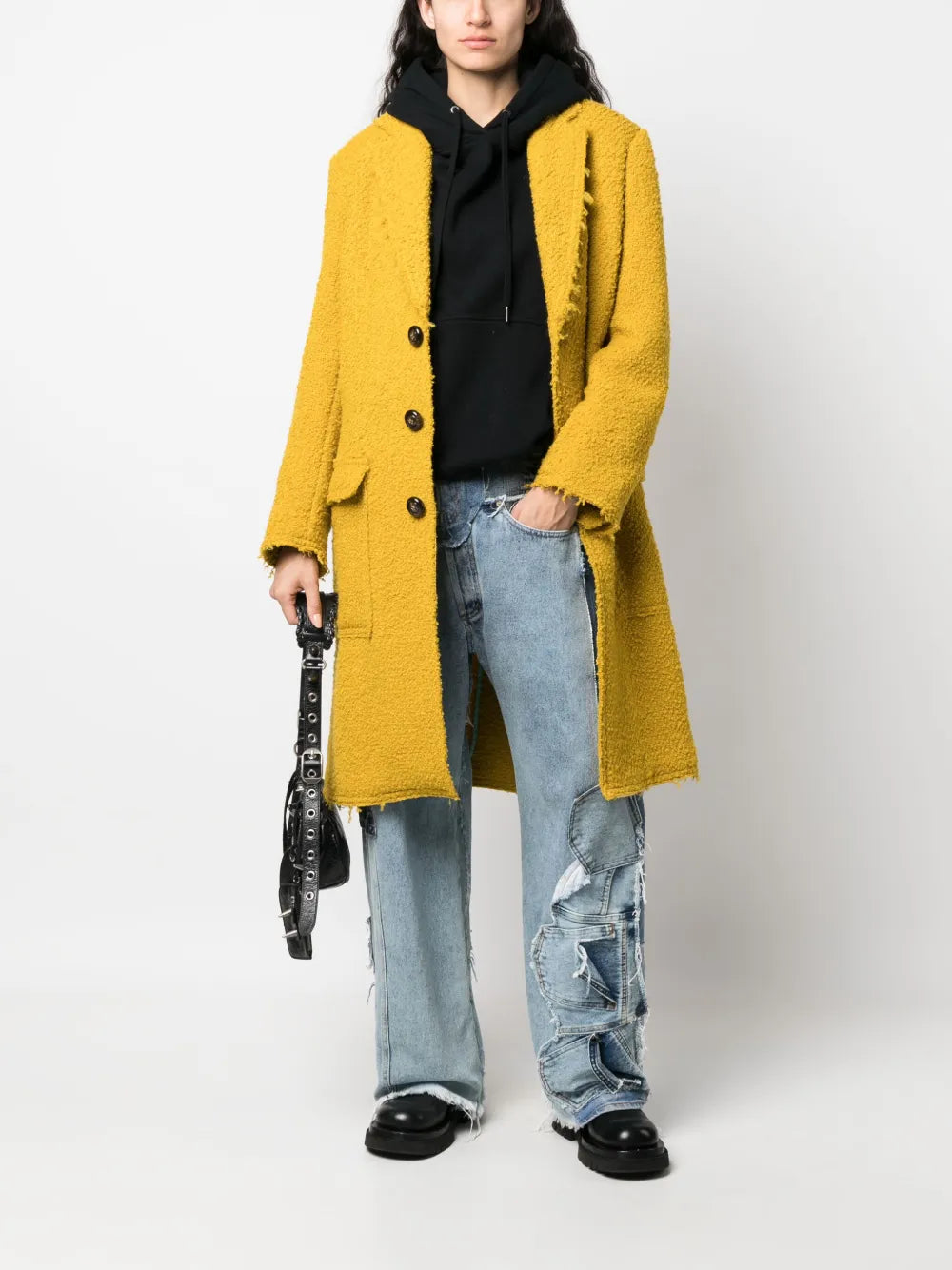 Single-Breasted Bouclé Trench Coat