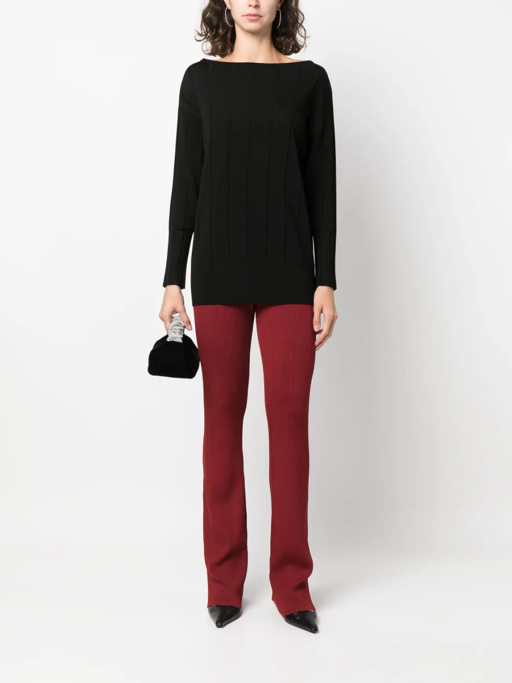 Boat-Neck Knitted Jumper