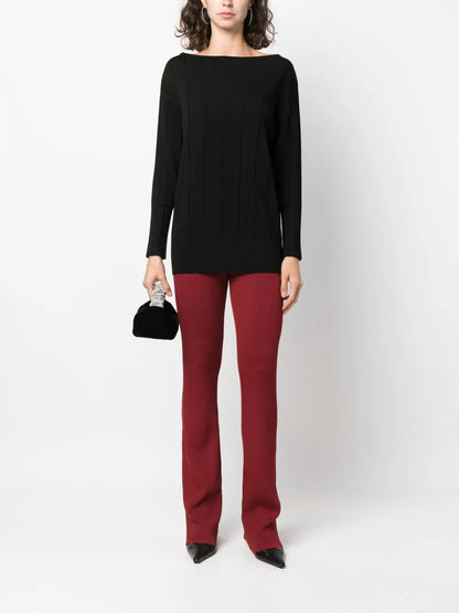 Boat-Neck Knitted Jumper