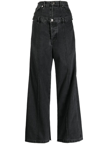 Layered-Effect Wide-Leg Jeans