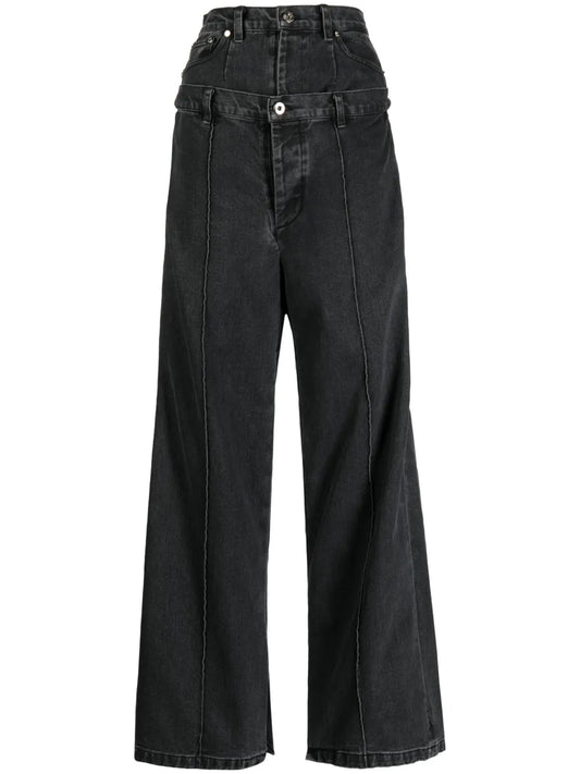 Layered-Effect Wide-Leg Jeans
