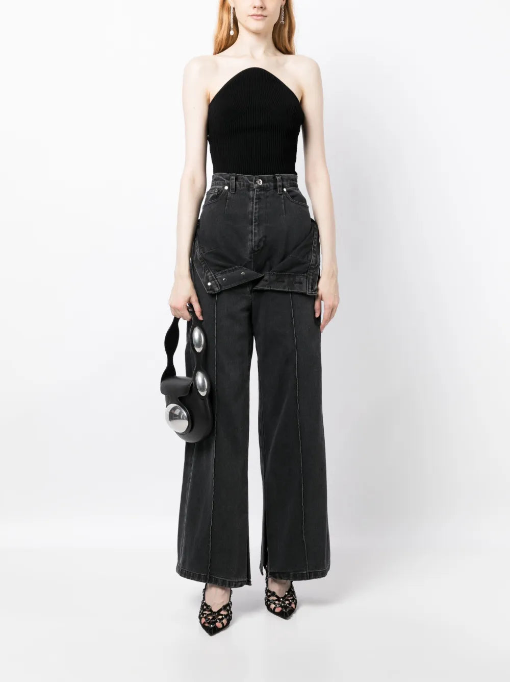 Layered-Effect Wide-Leg Jeans