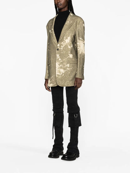 Paint Splatter-Print Tweed Blazer