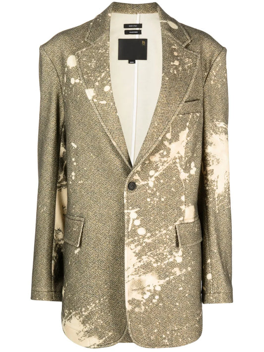 Paint Splatter-Print Tweed Blazer