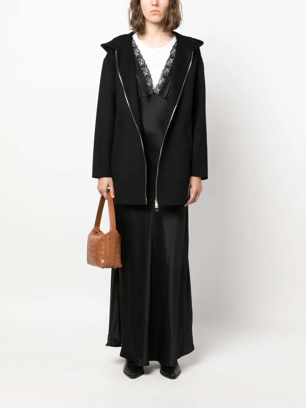 Zip-Up Hooded Wool Jacket