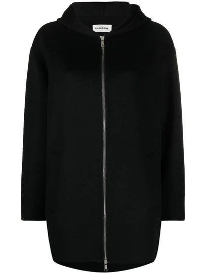 Zip-Up Hooded Wool Jacket