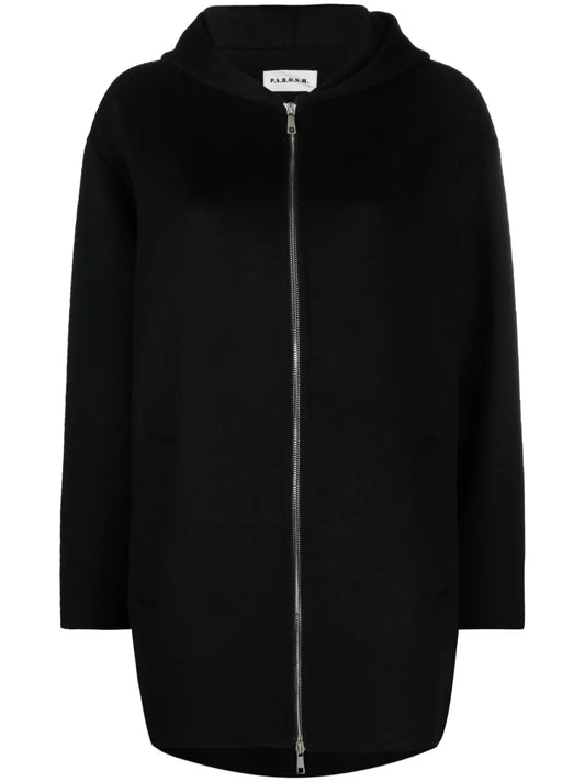 Zip-Up Hooded Wool Jacket