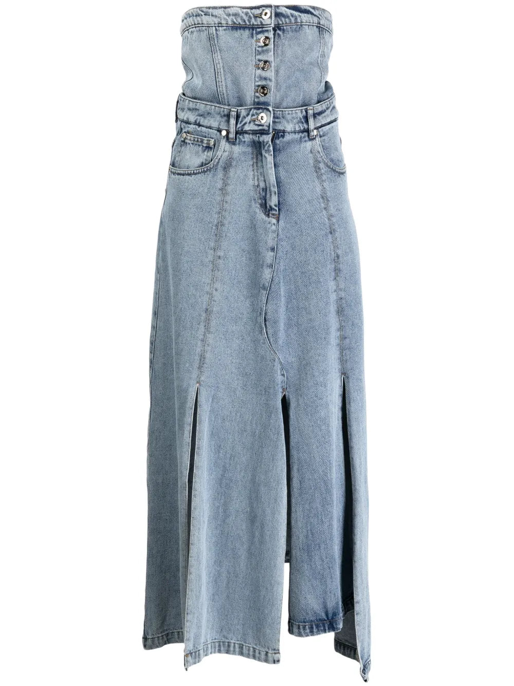 Panelled Denim Midi Skirt