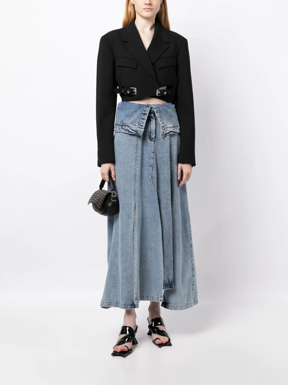 Panelled Denim Midi Skirt