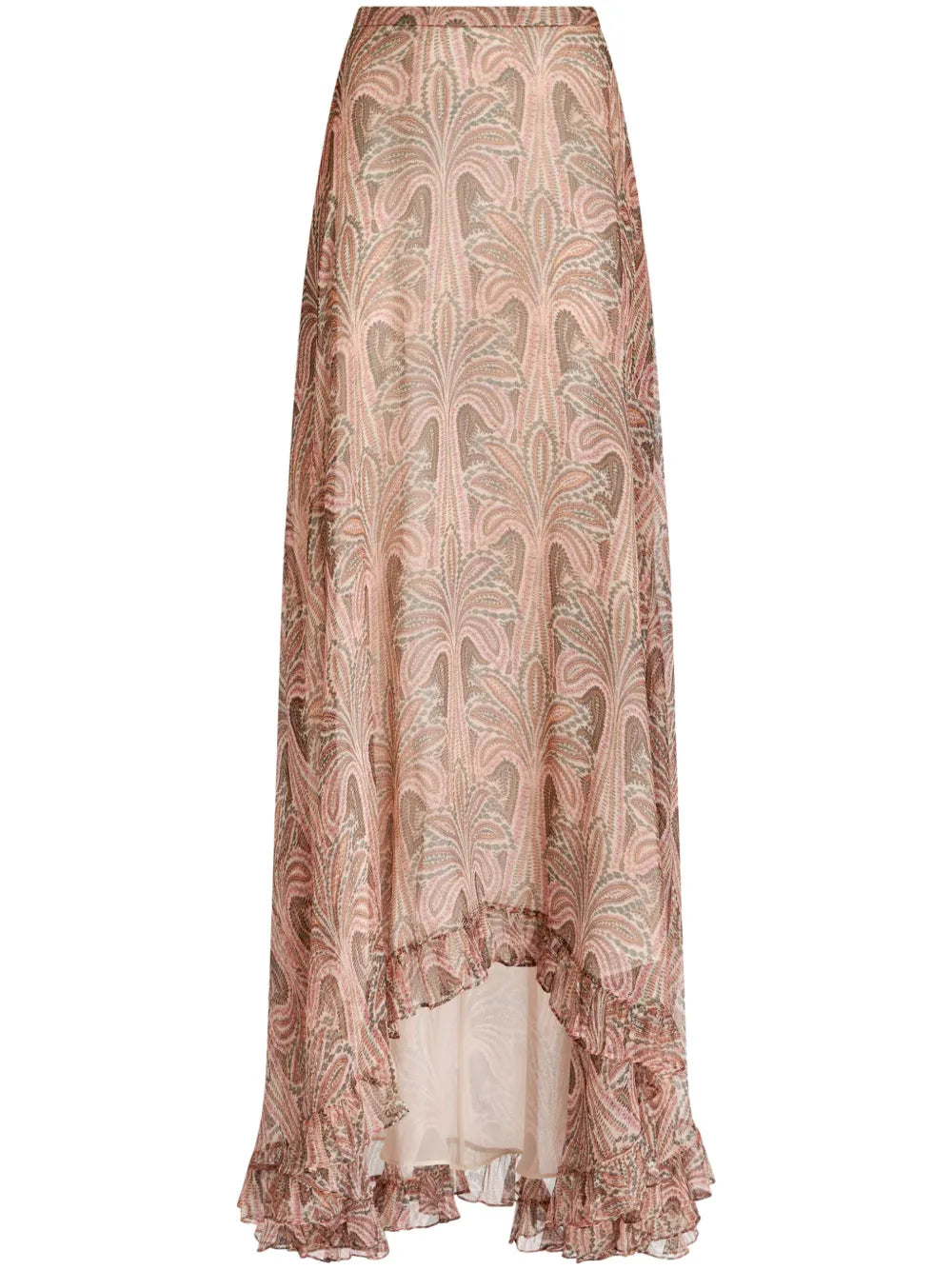 Palm Tree-Print Silk Maxi Skirt