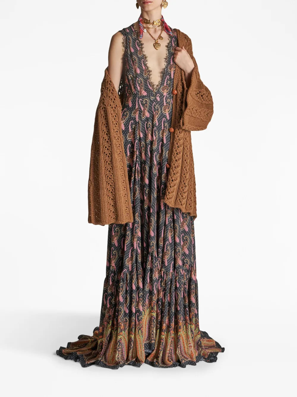 Paisley-Print Sleeveless Maxi Dress