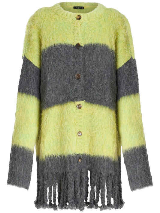 Striped Brushed Cardi-Coat