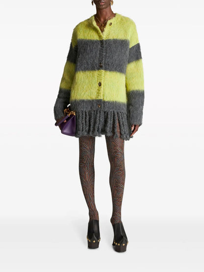 Striped Brushed Cardi-Coat