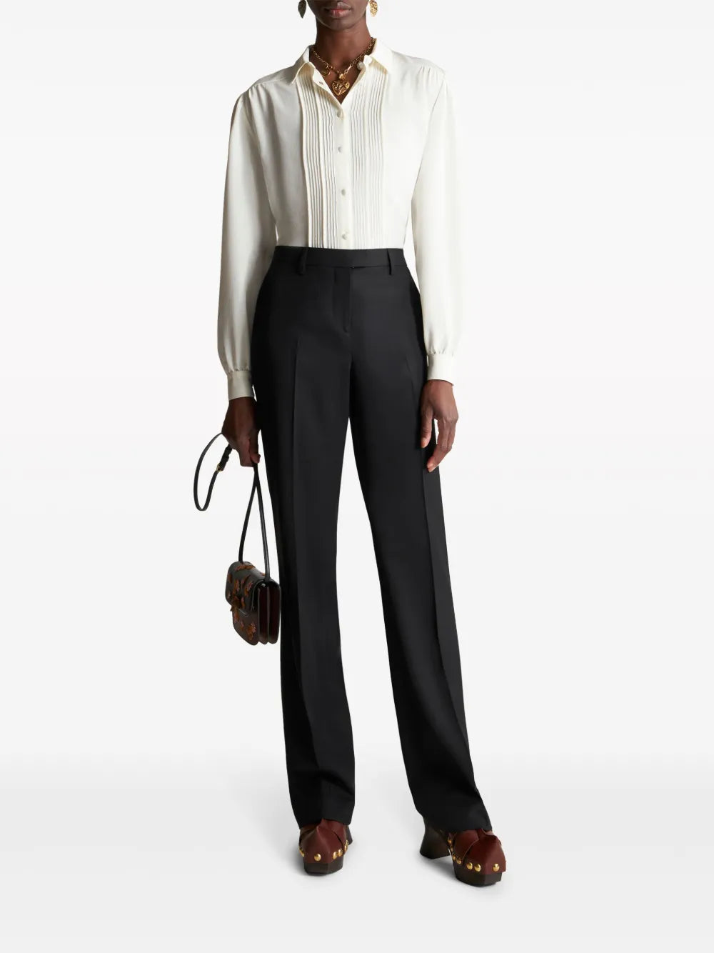 High-Waisted Wool Tailored Trousers