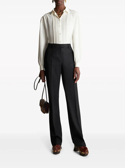 High-Waisted Wool Tailored Trousers