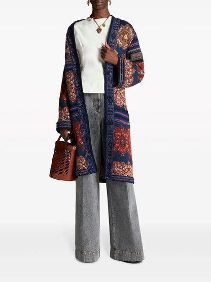 Paisley-Print Belted Trench Coat