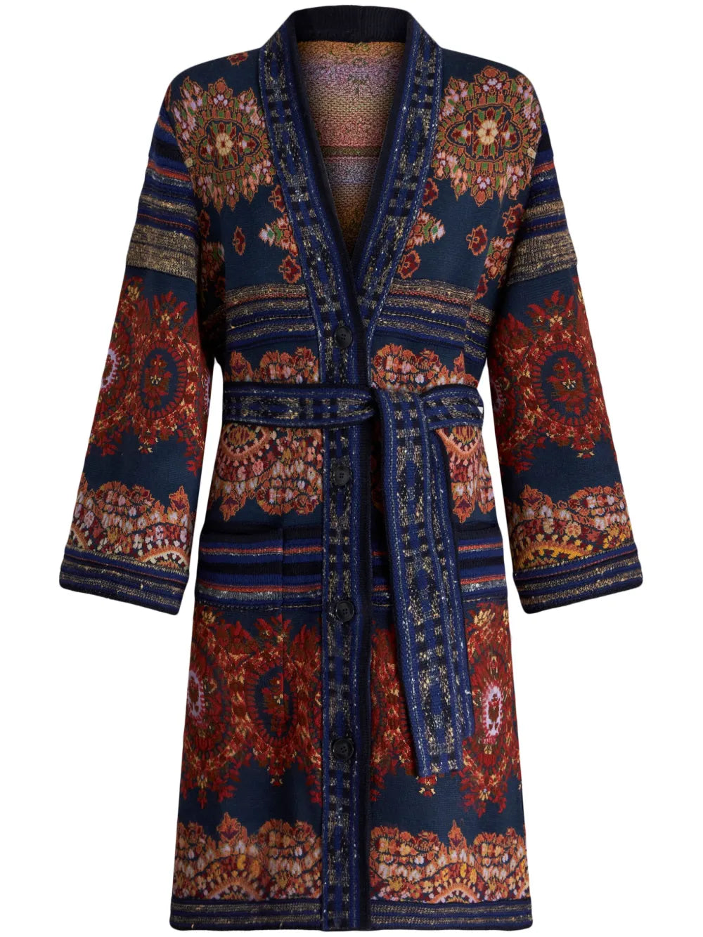 Paisley-Print Belted Trench Coat