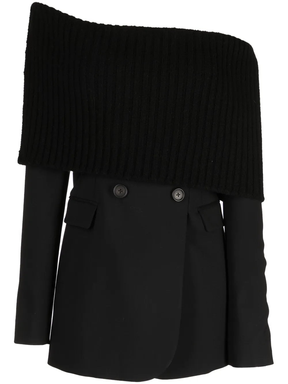 Off-Shoulder Deconstructed Wool Dress